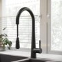 Single Bowl Black Undermount Composite Kitchen Sink With Black Pull Out Kitchen Tap Set - Enza