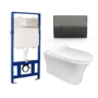 Wall Hung Toilet with Soft Close Toilet Seat, Gunmetal Pneumatic Flush Plate, 1168mm Frame & Cistern - Indiana