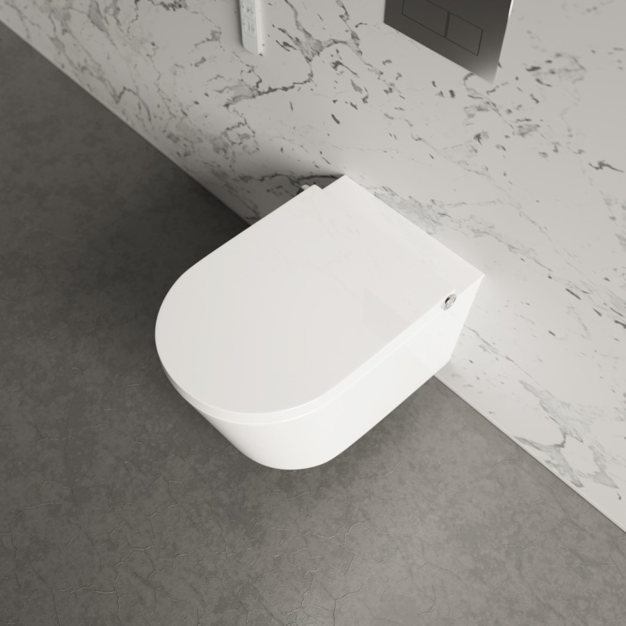 ONLY OPENED - Wall Hung Bidet Toilet Combo- Built in Dryer & Spray-Purificare