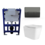 Wall Hung Toilet with Soft Close Seat, Gunmetal Flush Plate, 820mm Frame & Cistern - Albi