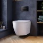 Wall Hung Toilet with Soft Close Seat, Gunmetal Pneumatic Flush Plate, 820mm Frame & Cistern - Roma