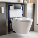 BUN/ELIGMFP/97030 Wall Hung Smart Bidet Toilet with Gunmetal Flush Plate & 820mm Frame & Cistern - Purificare