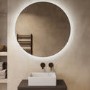 Round Backlit Bathroom Mirror with Battery Operated Lights 800mm - Elio