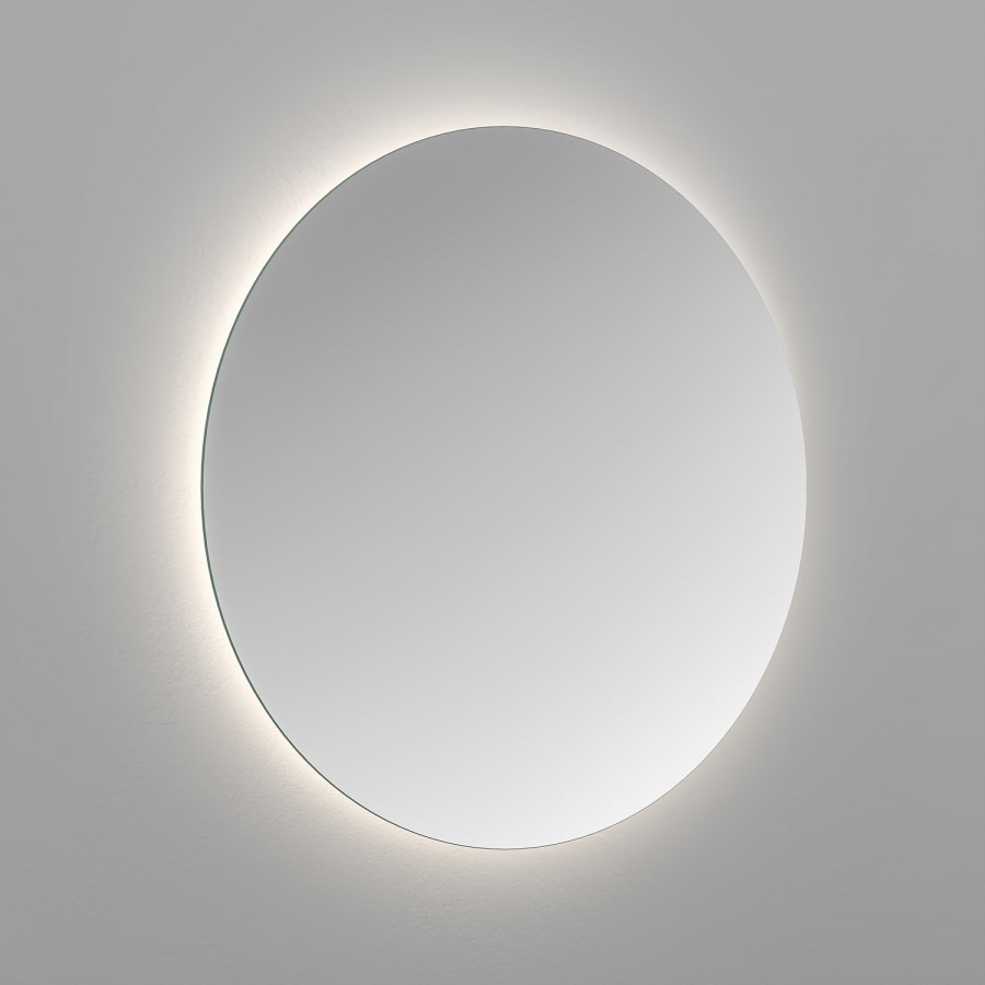 Round Backlit Bathroom Mirror with Battery Operated Lights 800mm - Elio