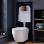 Wall Hung Toilet with Soft Close Seat, Brushed Bronze Pneumatic Flush Plate, 1168mm Frame & Cistern - Roma