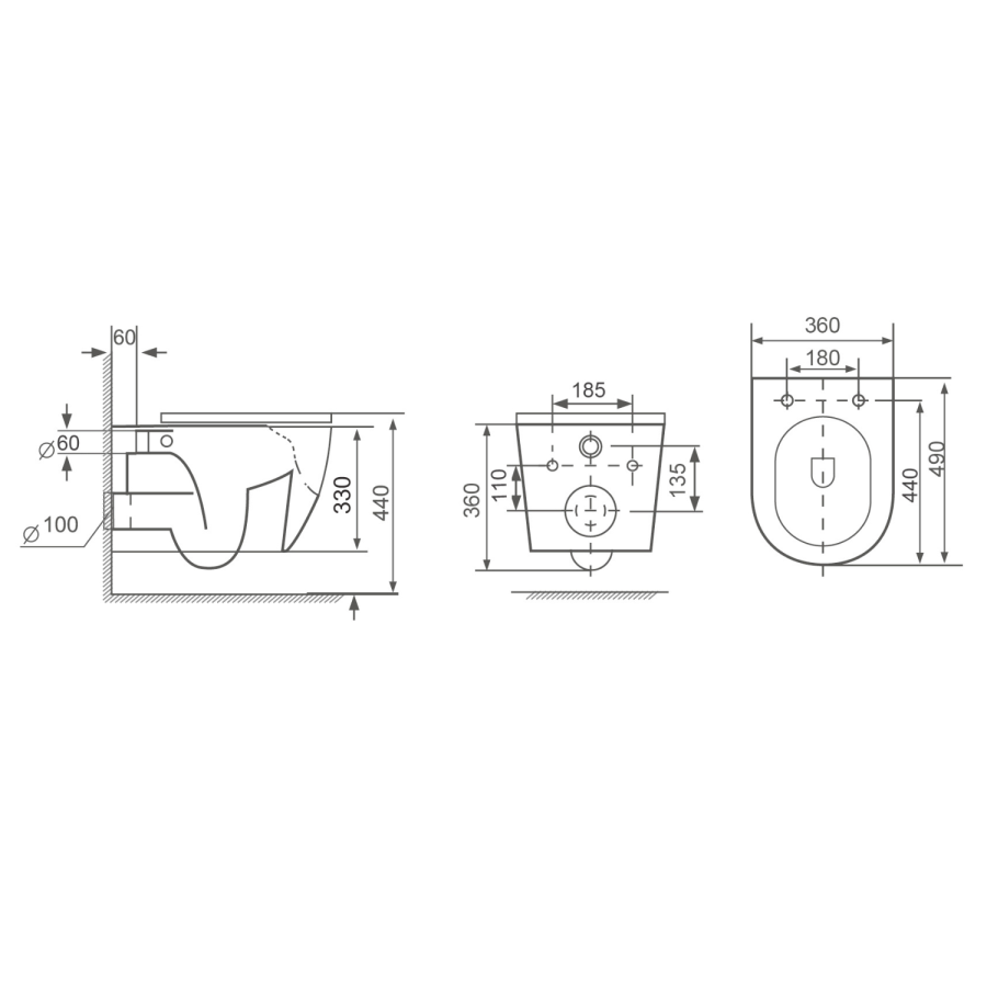 Wall Hung Toilet with Soft Close Seat, Brushed Bronze Pneumatic Flush Plate, 1168mm Frame & Cistern - Roma