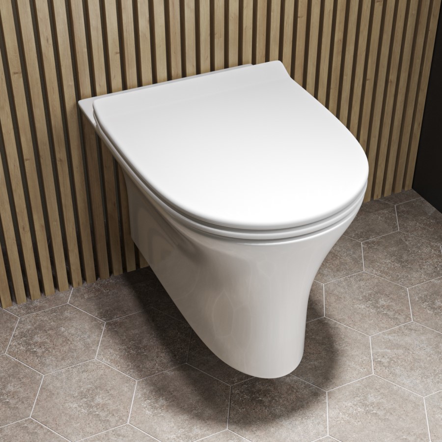 Wall Hung Rimless Toilet with Soft Close Seat – Indiana