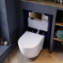 Wall Hung Toilet with Soft Close Seat, Brushed Bronze Pneumatic Flush Plate, 820mm Frame & Cistern - Roma