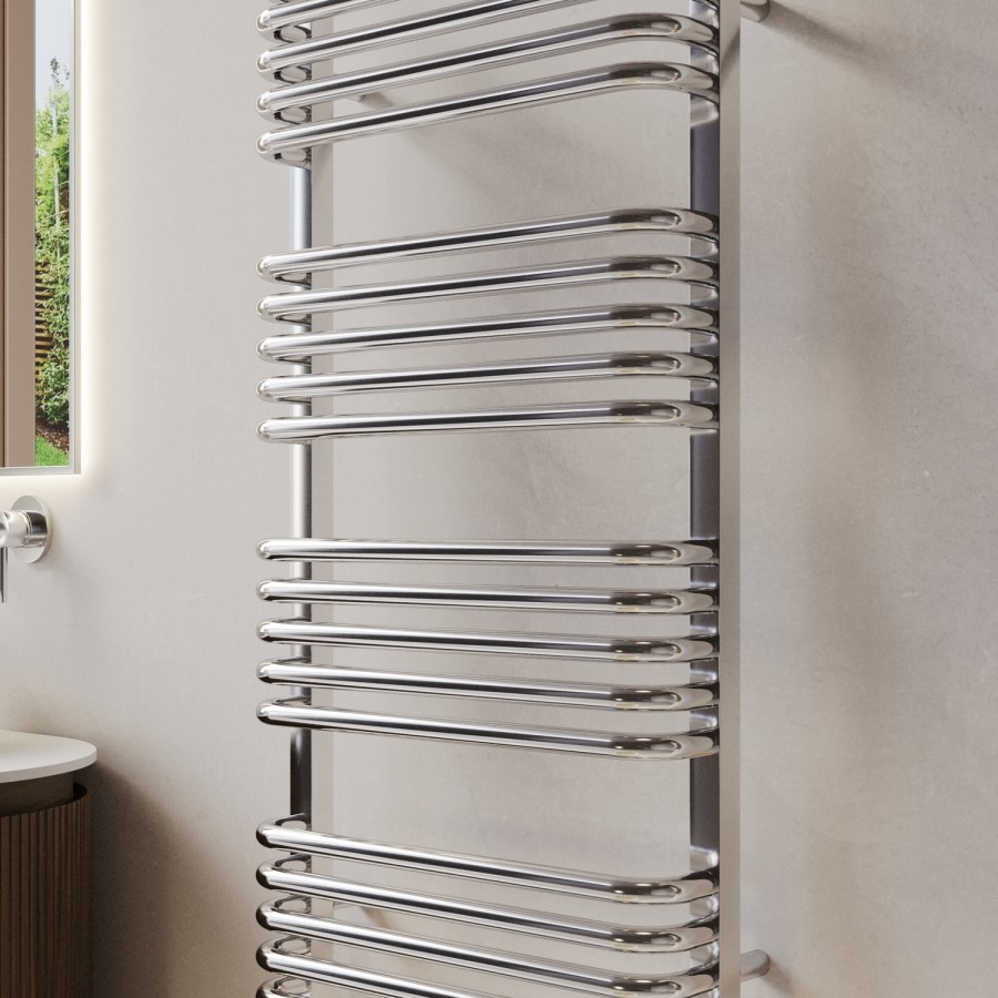 Chrome Curved Towel Radiator 1000 x 500mm - Ember