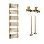 Brass Curved Towel Radiator 1530 x 500mm with Pipe Kit and Straight Valves - Ember