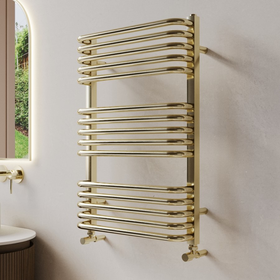 Brass Curved Towel Radiator 740 x 500mm - Ember