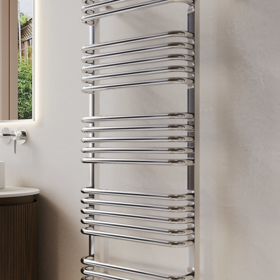 Chrome Curved Towel Radiator 1270 x 500mm - Ember