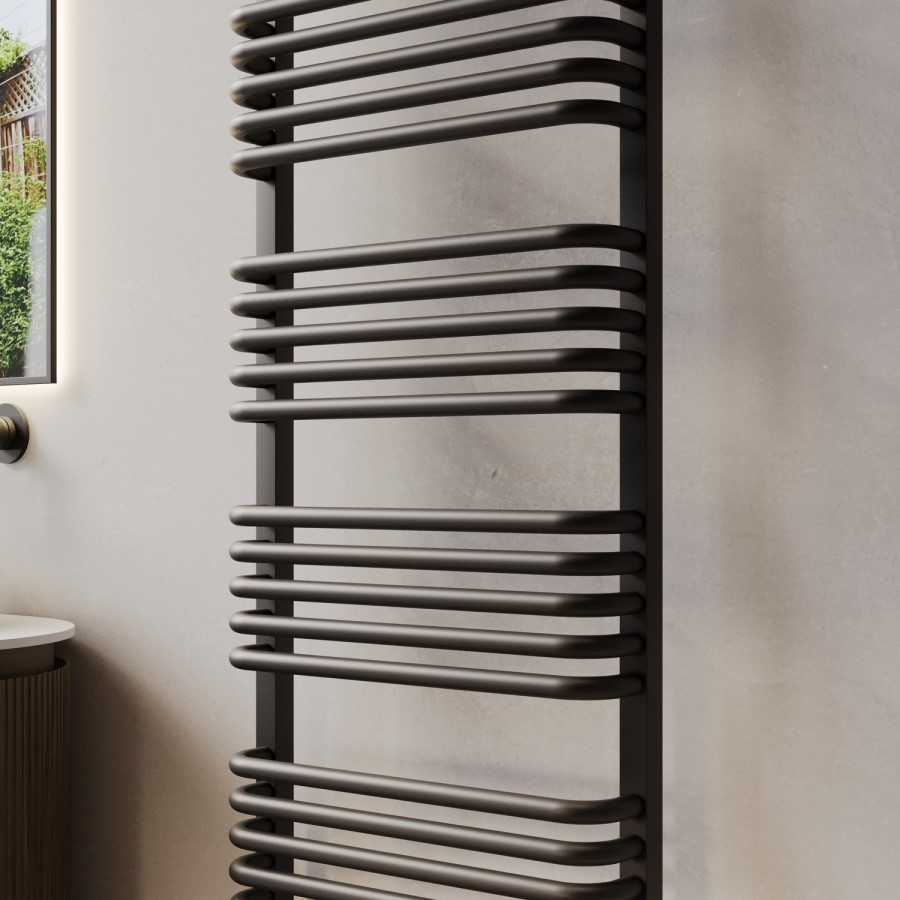 Black Curved Towel Radiator 1550 x 500mm – Ember