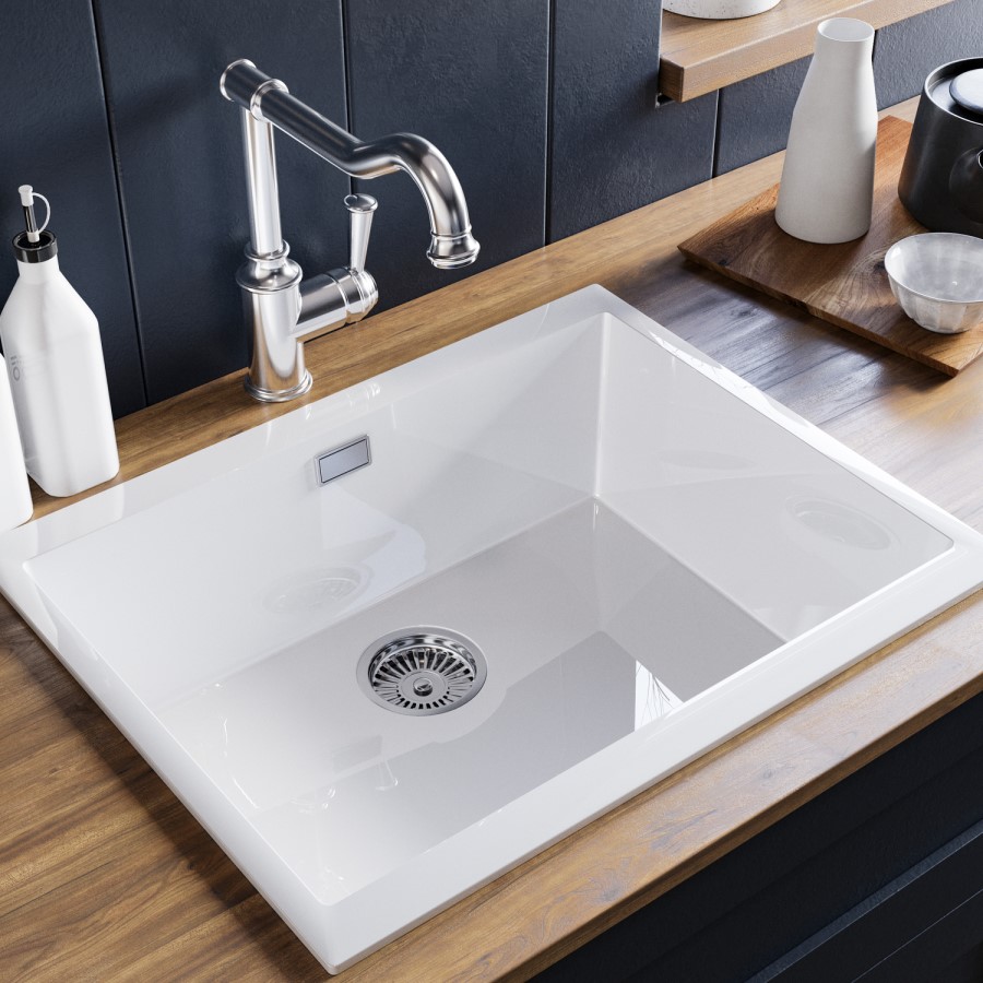 Single Bowl White Ceramic Kitchen Sink- Taylor & Moore Esme