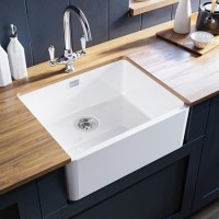 GRADE A1 - Single Bowl White Ceramic Belfast / Butler Kitchen Sink - Taylor & Moore Esme