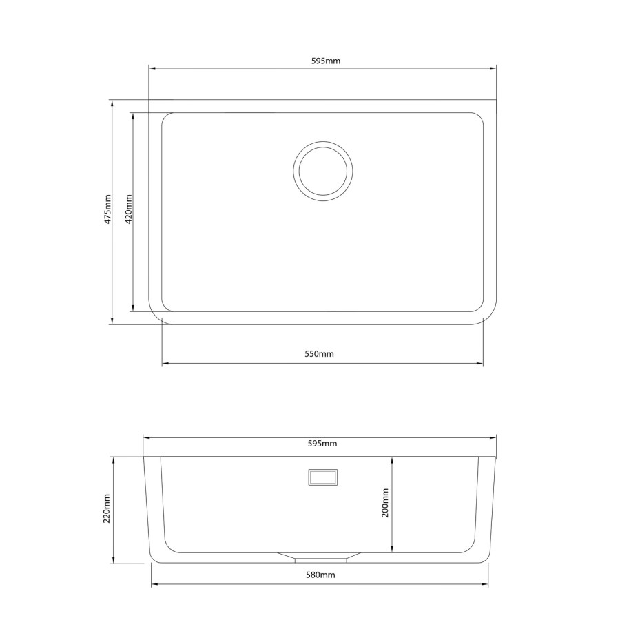 GRADE A1 - Single Bowl White Ceramic Belfast / Butler Kitchen Sink - Taylor & Moore Esme