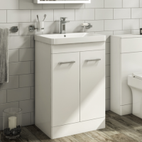 600mm White Freestanding Vanity Unit with Basin - Camborne 600mm White Freestanding Vanity Unit with Basin - Camborne