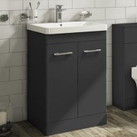 600mm Dark Grey Freestanding Vanity Unit with Basin - Camborne 600mm Dark Grey Freestanding Vanity Unit with Basin - Camborne