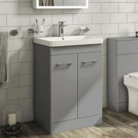 500mm Light Grey Freestanding Vanity Unit with Basin - Camborne 500mm Light Grey Freestanding Vanity Unit with Basin - Camborne