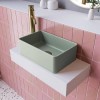560mm Matt White Wall Hung Floating Basin Shelf and Green Basin - Evora