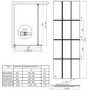 Black Grid Wet Room Shower Screen with Wall Support Bar & Hinged Return Panel 700mm - Nova