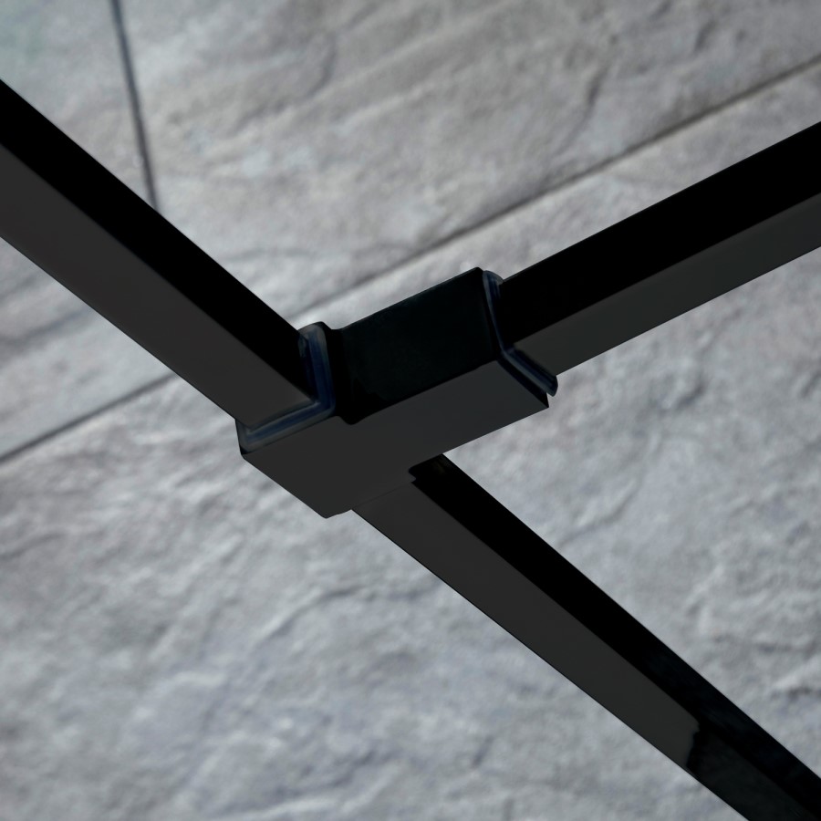 Black 1600mm Grid Walk in Shower Enclosure with Tray & Return Panel - Nova
