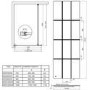 Black 900mm Grid Wet Room Shower Screen with Wall Support Bar & Hinged Return Panel - Nova