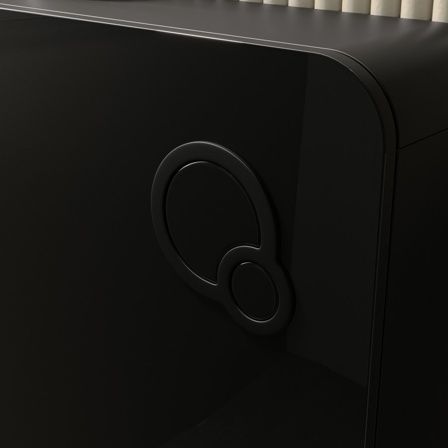 Back to Wall Toilet with Black Glass Cabinet, Cistern & Pneumatic Dual Flush Button - Albi