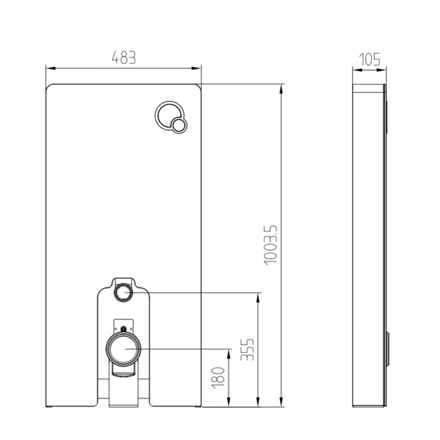 Back to Wall Toilet with Black Glass Cabinet, Cistern & Pneumatic Dual Flush Button - Albi
