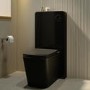 Black Back to Wall Toilet with Black Glass Cabinet, Cistern & Pneumatic Dual Flush Button - Albi