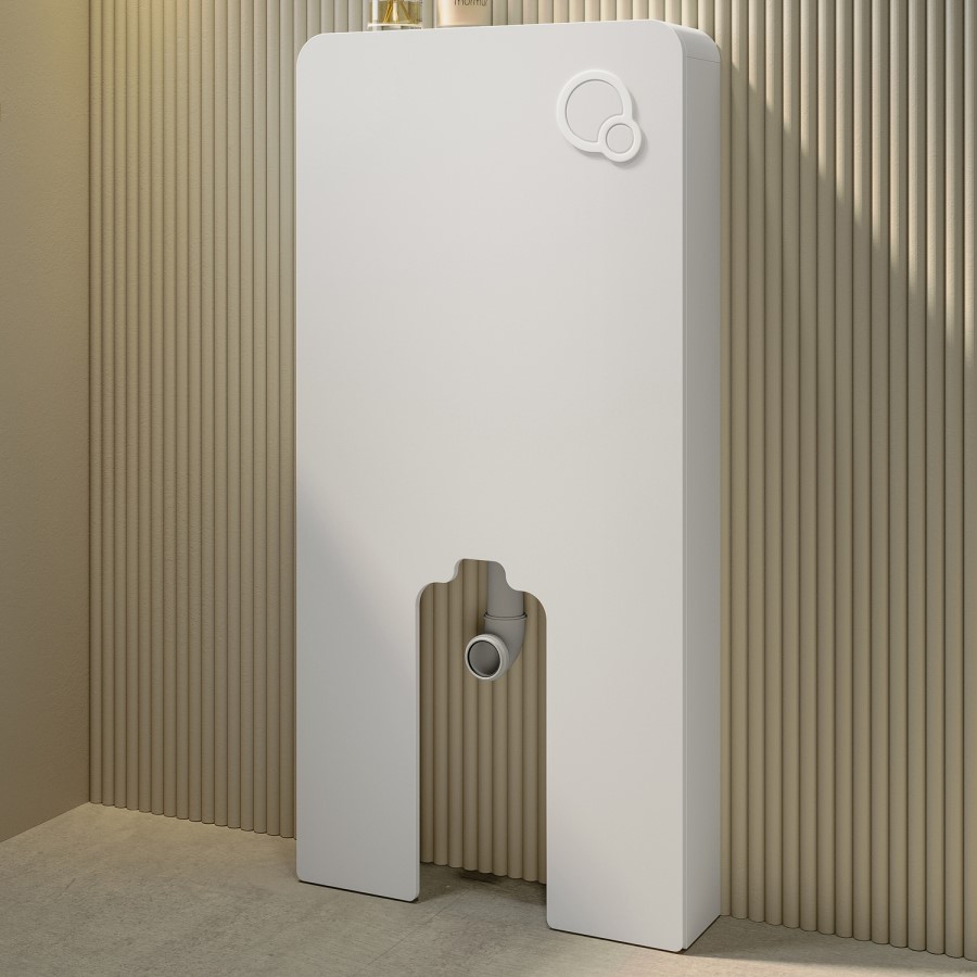 Back to Wall Toilet with White Glass Cabinet, Cistern & Pneumatic Dual Flush Button - Roma