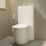 Back to Wall Smart Bidet Japanese Toilet with White Glass Cabinet, Cistern & Pneumatic Dual Flush Button - Purificare
