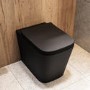 Black Back to Wall Toilet with White Glass Cabinet, Cistern & Pneumatic Dual Flush Button - Albi