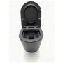 Black Wall Hung Toilet with Black Glass Cabinet, Cistern & Pneumatic Dual Flush Button - Verona