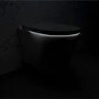 Wall Hung Smart Bidet Japanese Toilet with Black Glass Cabinet, Frame, Cistern & Pneumatic Dual Flush Button - Purificare