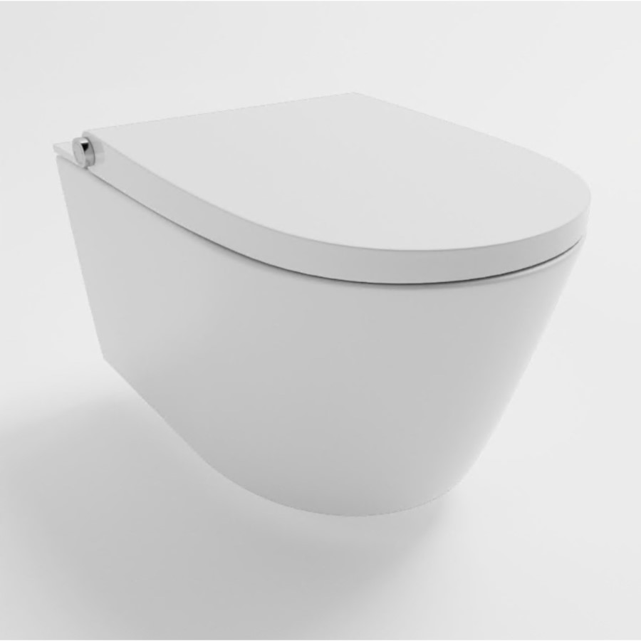 Wall Hung Smart Bidet Japanese Toilet with Black Glass Cabinet, Frame, Cistern & Pneumatic Dual Flush Button - Purificare