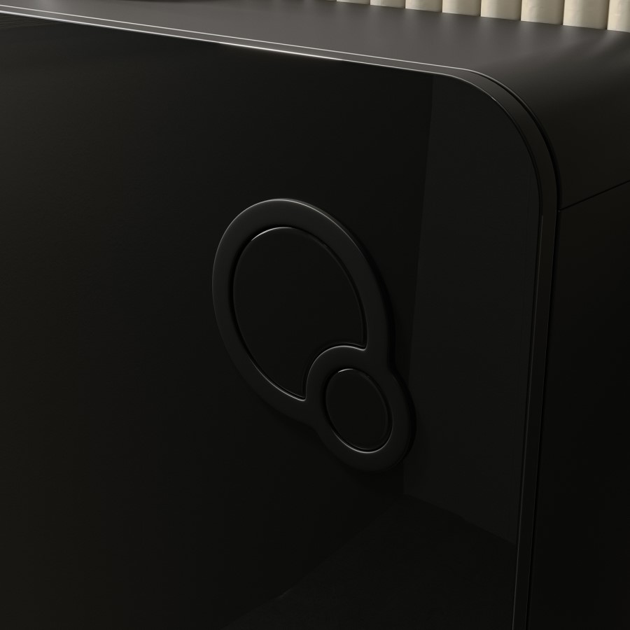 Black Wall Hung Toilet with Black Glass Cabinet, Cistern & Pneumatic Dual Flush Button - Albi