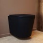 Matt Black Wall Hung Rimless Short Projection Toilet with Soft Close Seat – Verona