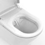 Wall Hung Smart Bidet Japanese Toilet with Heated Seat, Black Glass Cabinet, Frame, Cistern & Pneumatic Dual Flush Button - Purificare