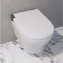 Wall Hung Smart Bidet Japanese Toilet with Heated Seat, Black Glass Cabinet, Frame, Cistern & Pneumatic Dual Flush Button - Purificare