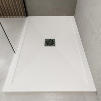 1400x800mm  Anti-Slip Rectangular Ultra Low-Profile Profile Shower Tray 25mm with Waste - White Stone Resin - Harmony 1400x800mm  Anti-Slip Rectangular Ultra Low-Profile Profile Shower Tray 25mm with Waste - White Stone Resin - Harmony