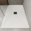 BUN/HAR170X80AS/93011 1700x800mm Anti-Slip Rectangular Ultra Low-Profile Profile Shower Tray 25mm with Waste - White Stone Resin - Harmony