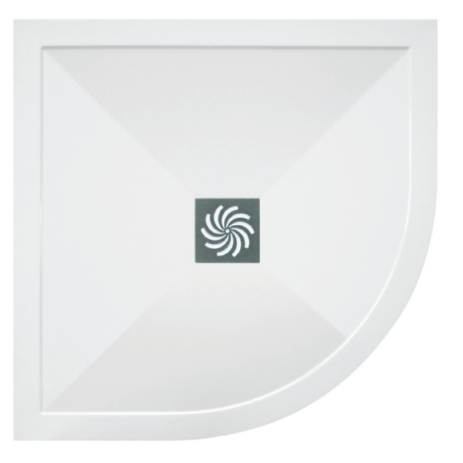 800mm Quadrant Ultra Low-Profile Profile Shower Tray 25mm with Waste - White Stone Resin - Harmony