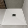 800x800mm Square Ultra Low-Profile Profile Shower Tray 25mm with Waste - White Stone Resin - Harmony