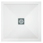 800x800mm Square Ultra Low-Profile Profile Shower Tray 25mm with Waste - White Stone Resin - Harmony