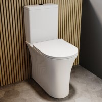 Close Coupled Closed Back Comfort Height Toilet with Soft Close Seat and Black Push Button - Indiana