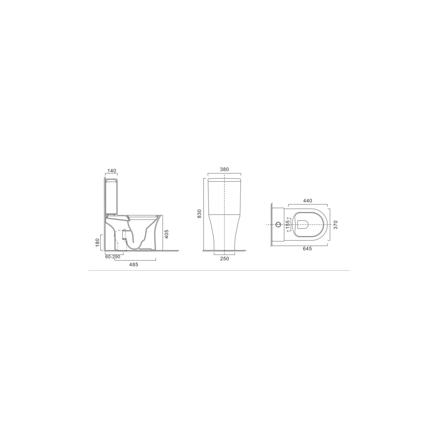 Close Coupled Rimless Open Back Toilet with Soft Close Seat - Indiana ...