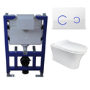 Indiana Wall Hung Toilet 820mm Pneumatic Frame & Cistern & White Glass Flush Plate