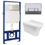 Indiana Wall Hung Toilet 1160mm Pneumatic Frame & Cistern & Chrome Flush Plate