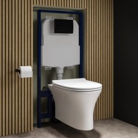 Indiana Wall Hung Toilet 1160mm Pneumatic Frame & Cistern & Black Flush Plate Indiana Wall Hung Toilet 1160mm Pneumatic Frame & Cistern & Black Flush Plate